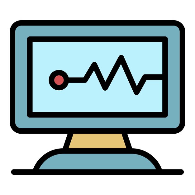 Vettore iconica del monitor della frequenza cardiaca contorno dell'icona vettoriale del monitor della velocità cardiaca colore piatto isolato