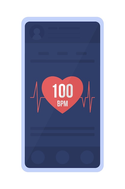 Heart rate monitoring app semi flat color vector object