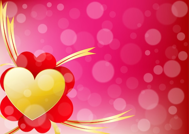 Vector heart and ribbon align left of a valentine day  background