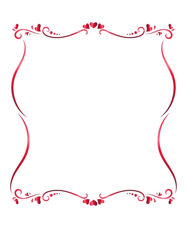 Vector heart ribbon frame continuous line art drawing illustration valentines day background banner