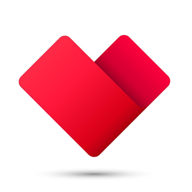 Heart ribbon sign 3d logo red icon