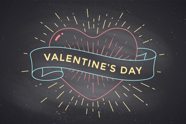 Сердце и лента с сообщением День Святого Валентина