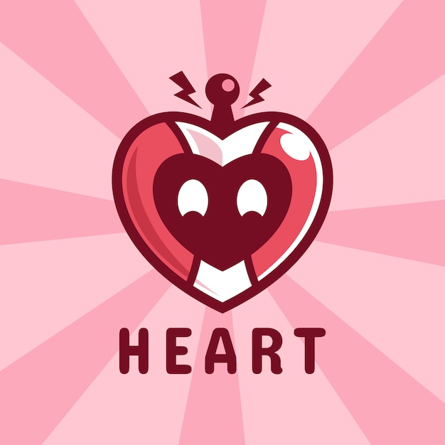 Vector heart robot love cartoon character