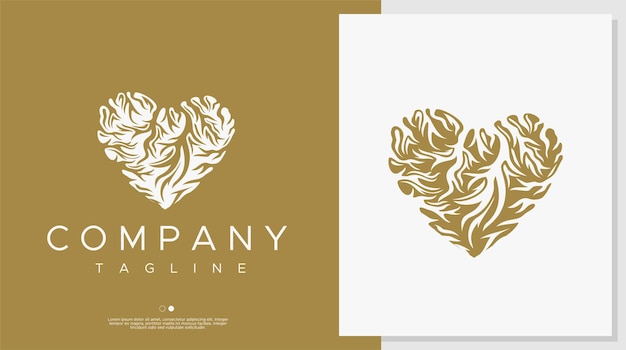 Heart root logo design template. Rooted heart logo vector.