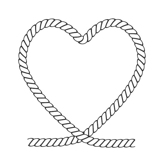 Рамка границы сердечной веревки для любовного дизайна, векторная иллюстрация ко Дню Святого Валентина