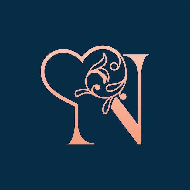 HEART ROSE GOLD BEAUTY LETTER M