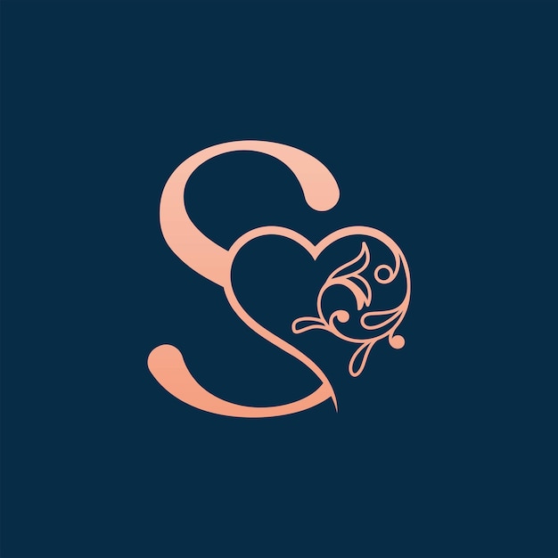 HEART ROSE GOLD BEAUTY LETTER R