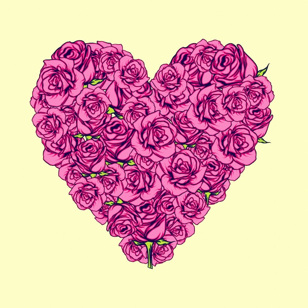 Vector heart rose illustration