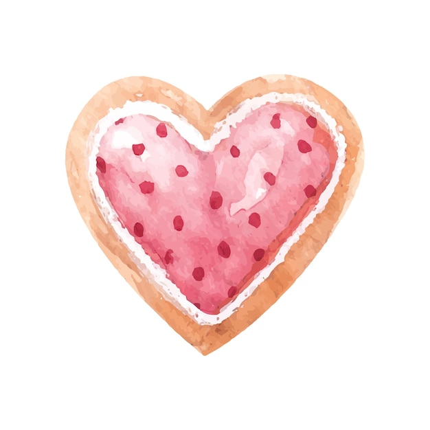 Heart royal icing cookies isolated watercolor illustration for Valentine's day events
