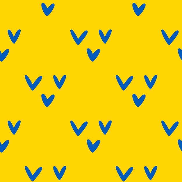 Heart seamless pattern with colors of ukrainian flag war in ukraine concept