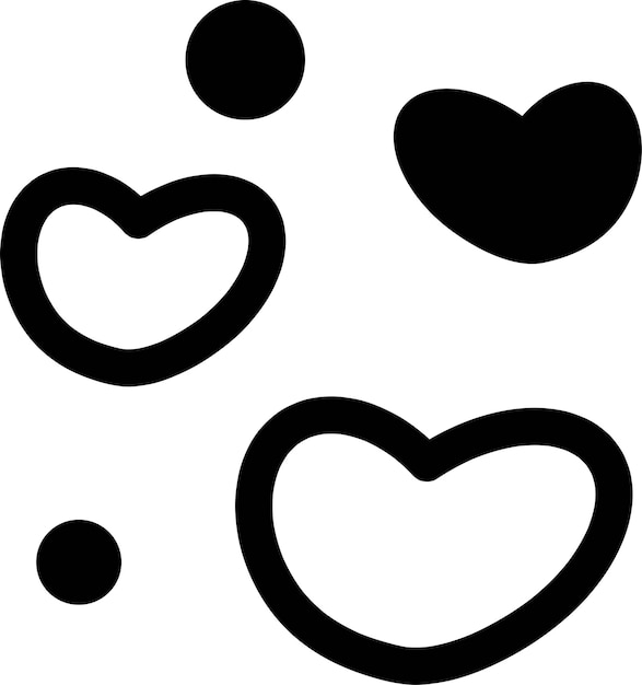 Heart set doodle4 Cute hearts Cartoon black and white vector illustration