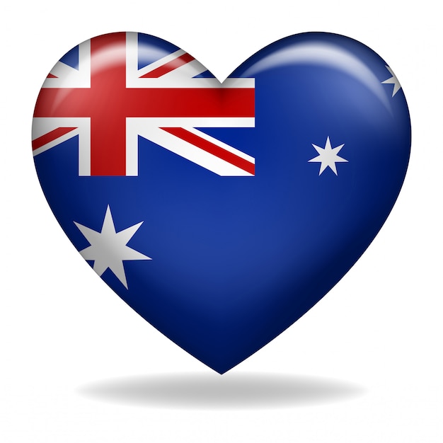 Vettore a forma di cuore della bandiera dell'australia