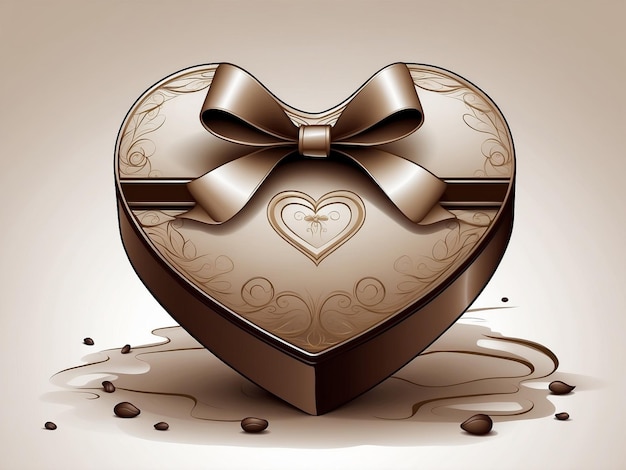 Heart shape box illustration romantic gift present packaging