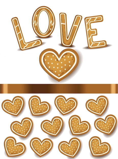 Heart shape cookies Vector realistic