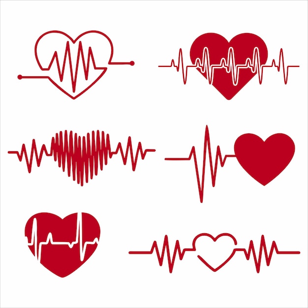 Vector heart shape electrocardiogram vector illustration