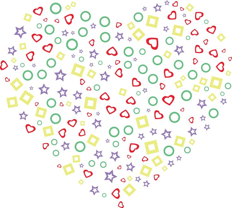 वेक्टर heart shape filled with shapes color full vector file love and valentine day special