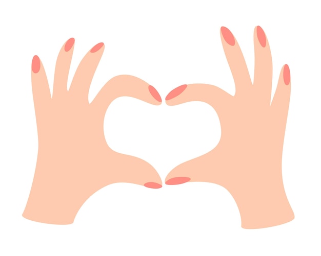 Heart shape hand. Two hands making heart sign. Love, romantic relationship, society, support, healthy life, concept. society, support, healthy life, compassion, love, peace.  Vector illustration.