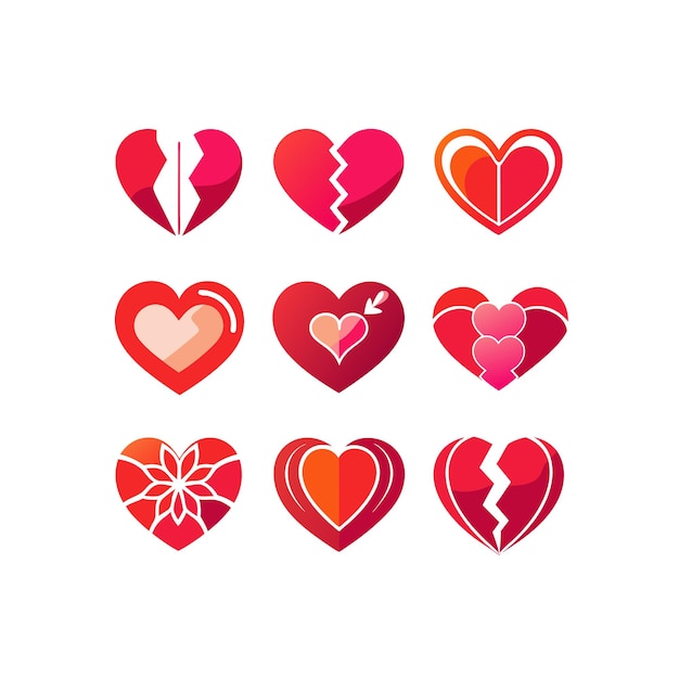 Heart Shape Icon Set Collection Vector Illustratie Concept