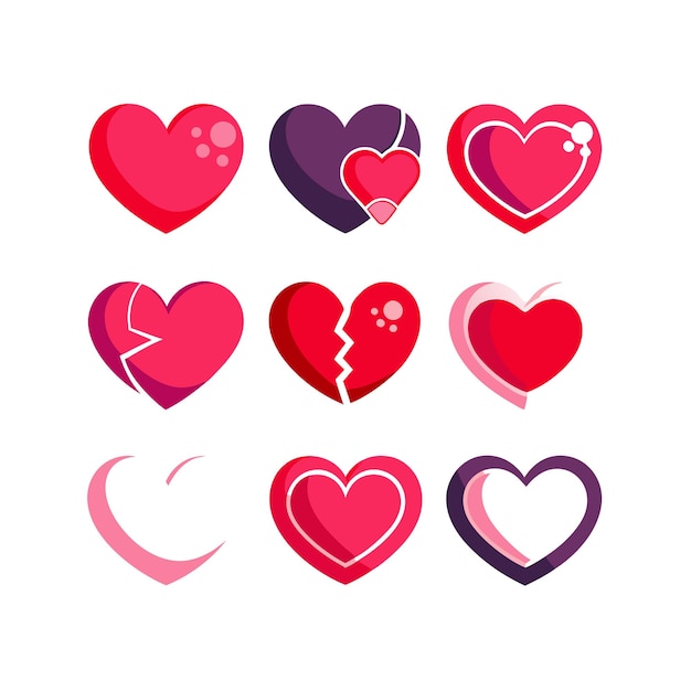 Heart Shape Icon Set Collection Vector Illustratie Concept