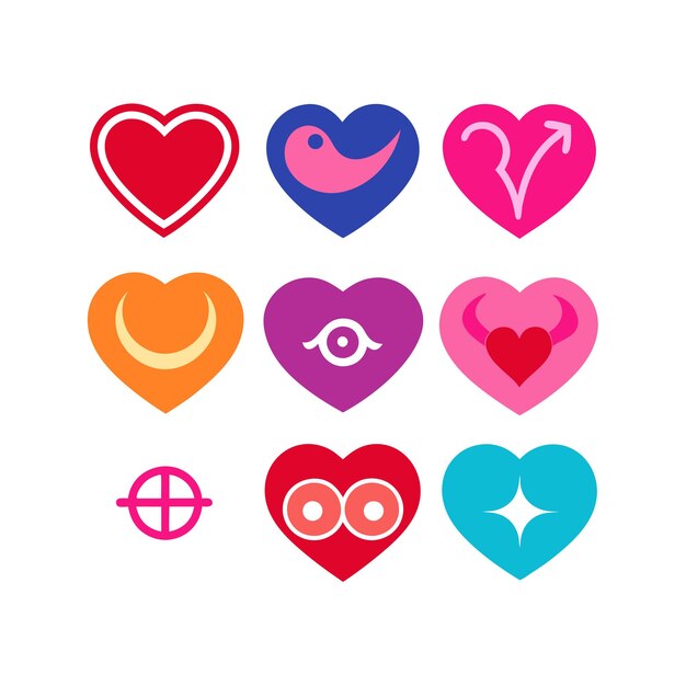 Vector heart shape icon set collection vector illustration concept