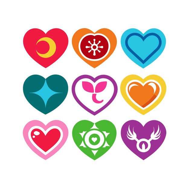 Vector heart shape icon set collection vector illustration concept