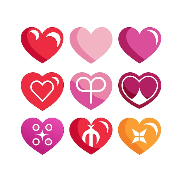 Vector heart shape icon set collection vector illustration concept