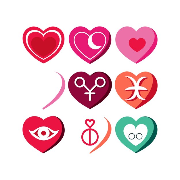 Vector heart shape icon set collection vector illustration concept