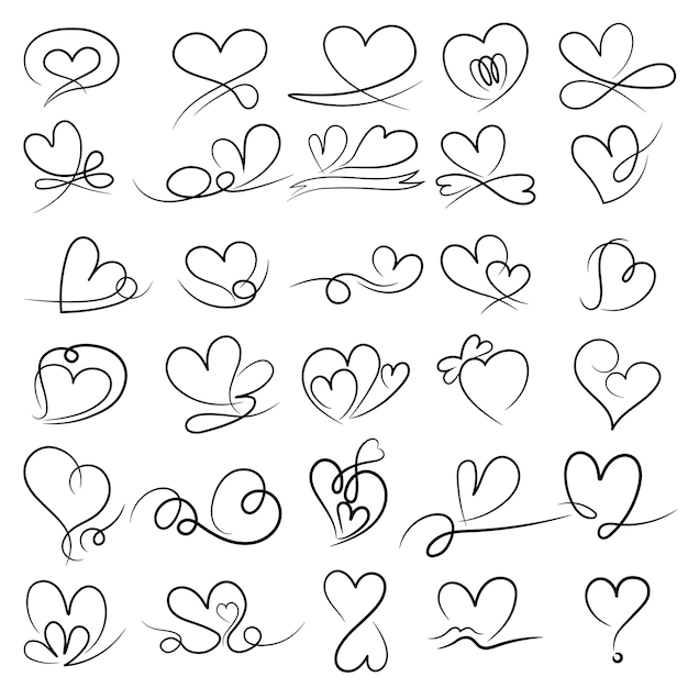 Heart shape line art free hand