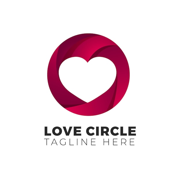 Heart shape love circle logo gradient