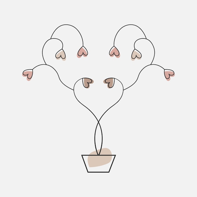 heart shape outline tree vector aesthetic love plant