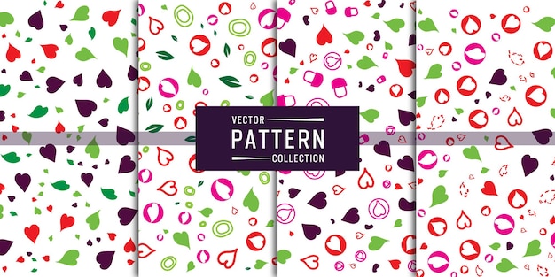 Heart shape pattern vector collection set of four