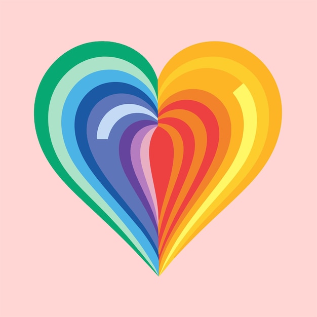 Vector heart shape in rainbow colors