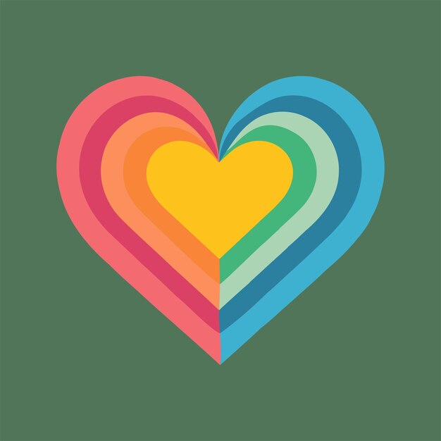 Vector heart shape in rainbow colors