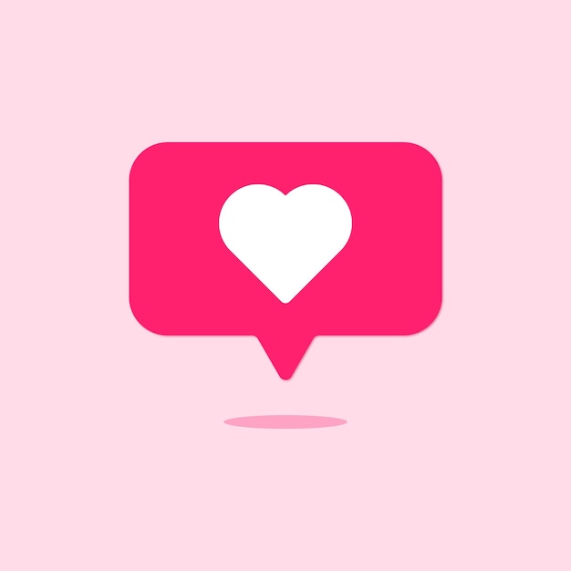 Heart shape social media notification icon in speech bubbles vector illustration Free Vector