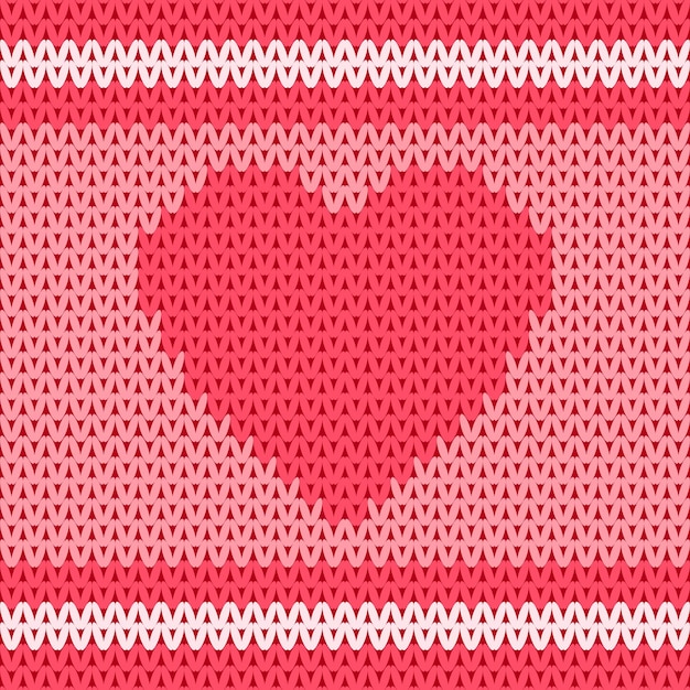 Heart shape in traditional knitted wool fabric seamless pattern design