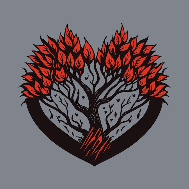 Сердце Формы Дерево Сердца креативное Дерево Сердце Изолированная Иллюстрация