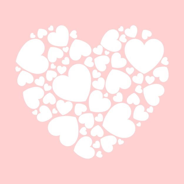 Heart shape with white hearts design with background