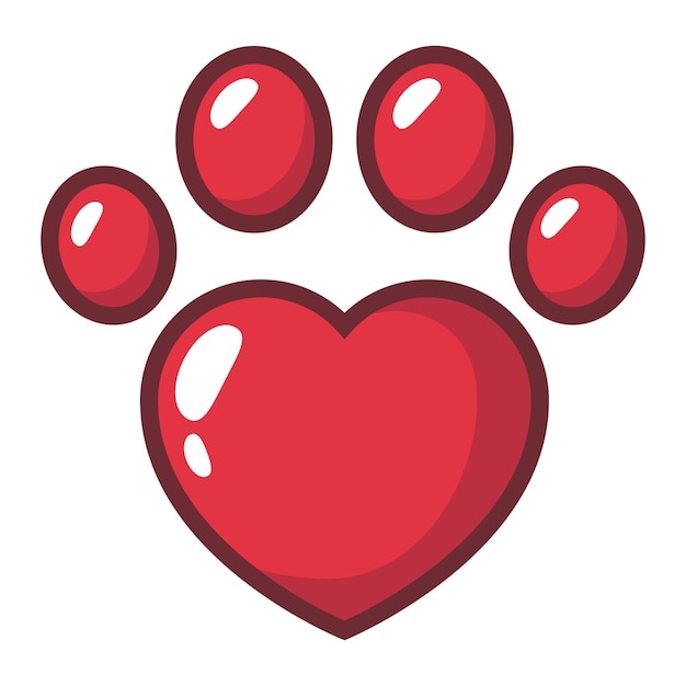 Vector heart shaped animal paw print