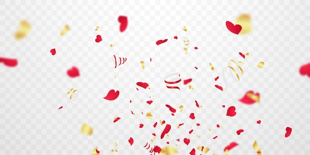 紙吹雪とバレンタインデーのお祝いの概念のハート型の背景ベクトルイラスト