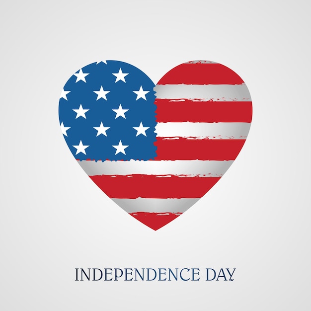 Heart shaped badge with the outlines of the flag of America a festive design element