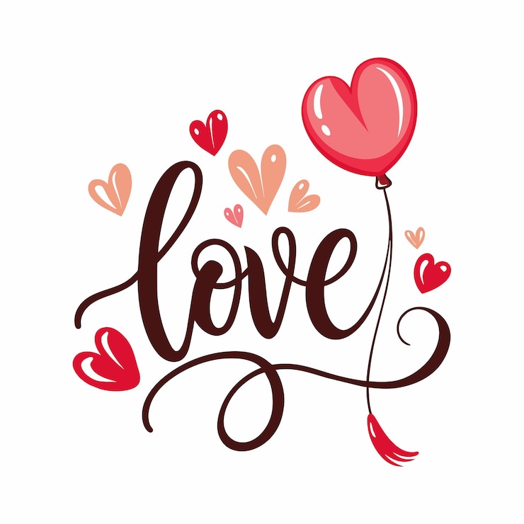 Vector a heart shaped balloon with the word love on it