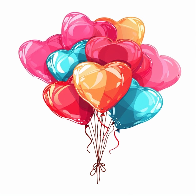 Vector heart shaped balloons bouqet 4