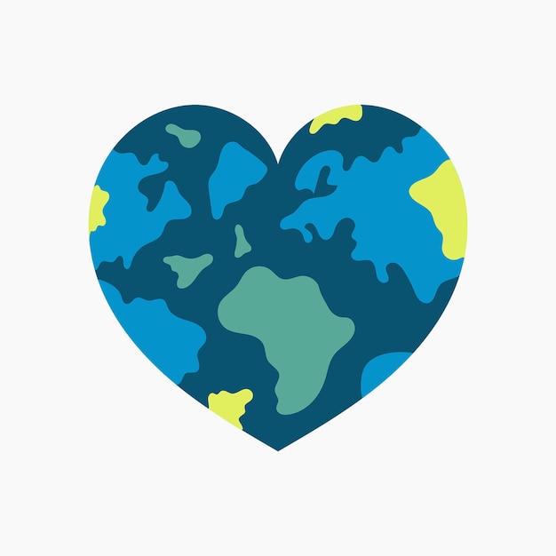 Heart shaped earth illustration