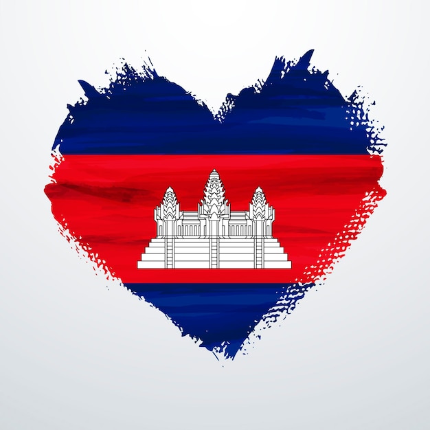 Heart shaped flag of Cambodia