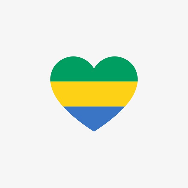 Heart shaped flag of Gabon with white background