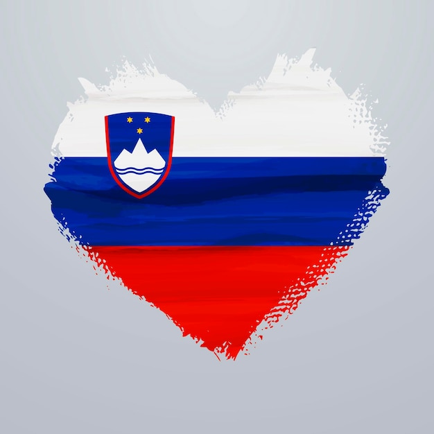 Vettore bandiera della slovenia a forma di cuore