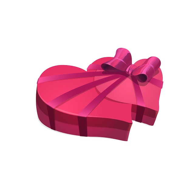 Heart shaped gift box with bow, Valentine Day