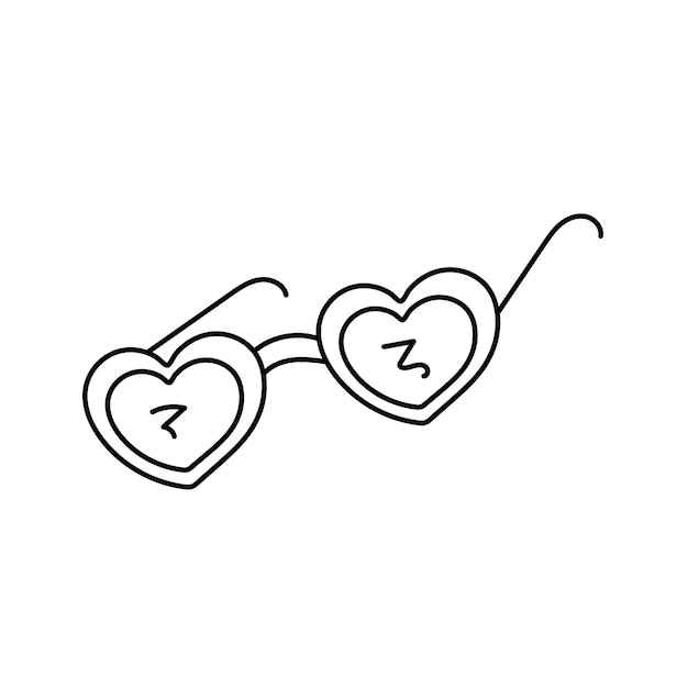 Vettore occhiali a forma di cuore in stile doodle