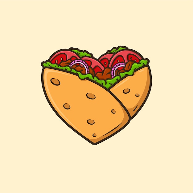 Heart Shaped Kebabs Cartoon Vector