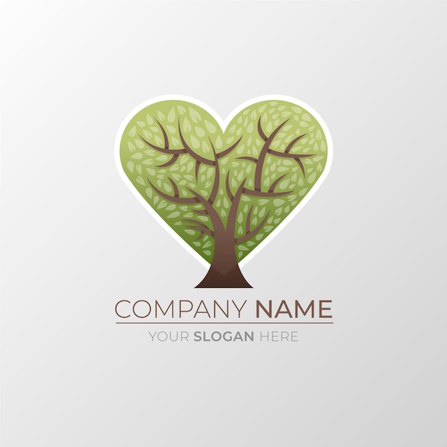 Heart shaped life tree logo symbol template